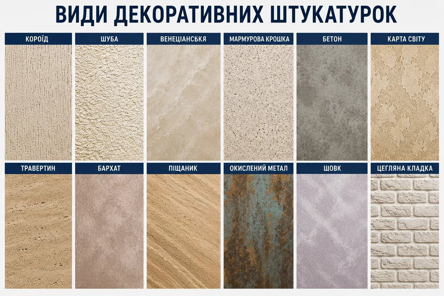 Види декоративних штукатурок